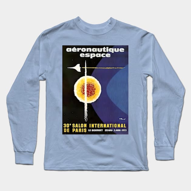 1973 French Aeronautics and Space Exhibition Long Sleeve T-Shirt by Desert Owl Designs